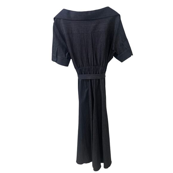 Altuzarra Lydia Cotton Blend Poplin Shirtdress Berry Blue Denim Pockets, size 12 - Picture 13 of 13